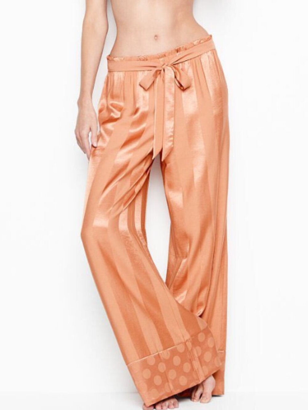 Victoria's Secret Copper Leaf Striped Satin Pajama Pants medium